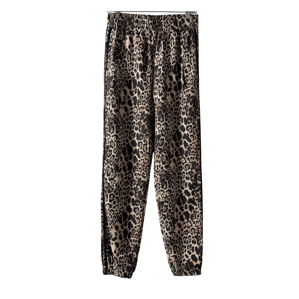 Boston Proper Joggers Sz S Leopard Print Side Stripe Elastic Waist Athleisure